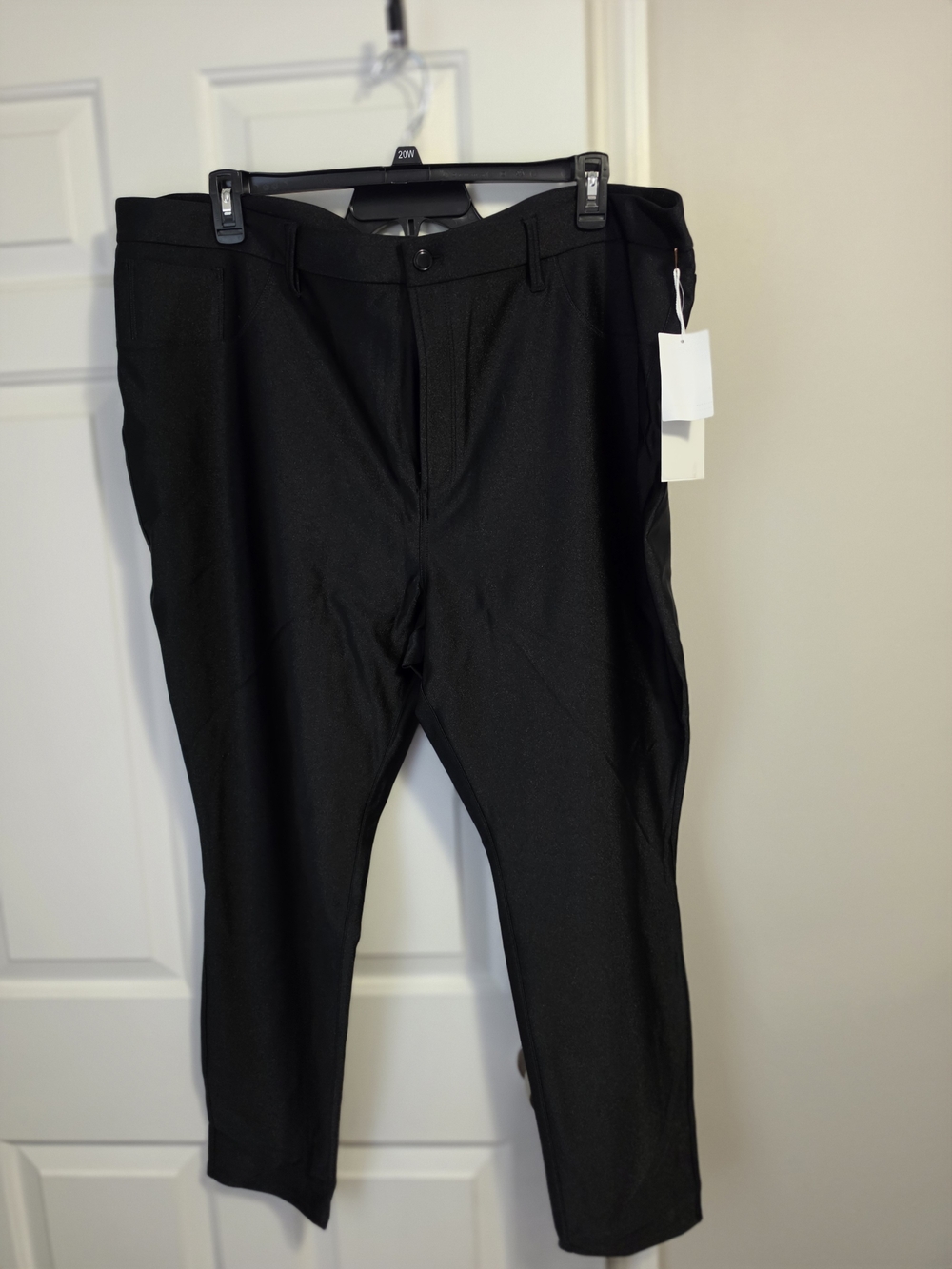 Good American Pants Womens 24 Black Stretch Slim Tapered Ankle Zip Fly